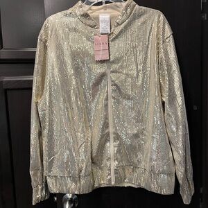 Serra Gold Sequin Zip Jacket